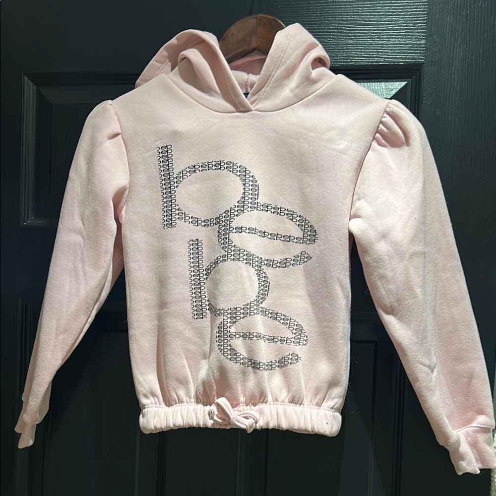 Pink Girls’ Bebe Hoodie with  graphic black Logo
